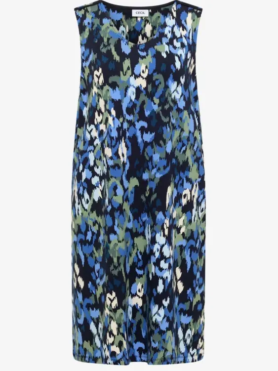cecil Kniehoge jurk van jersey met print blauw, foto 3