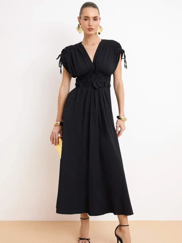 Trendyol TRENDYOLMİLLA Dames Zwart Effen Maxi Mouwloos Stijlvol/Avond Skater Jurken