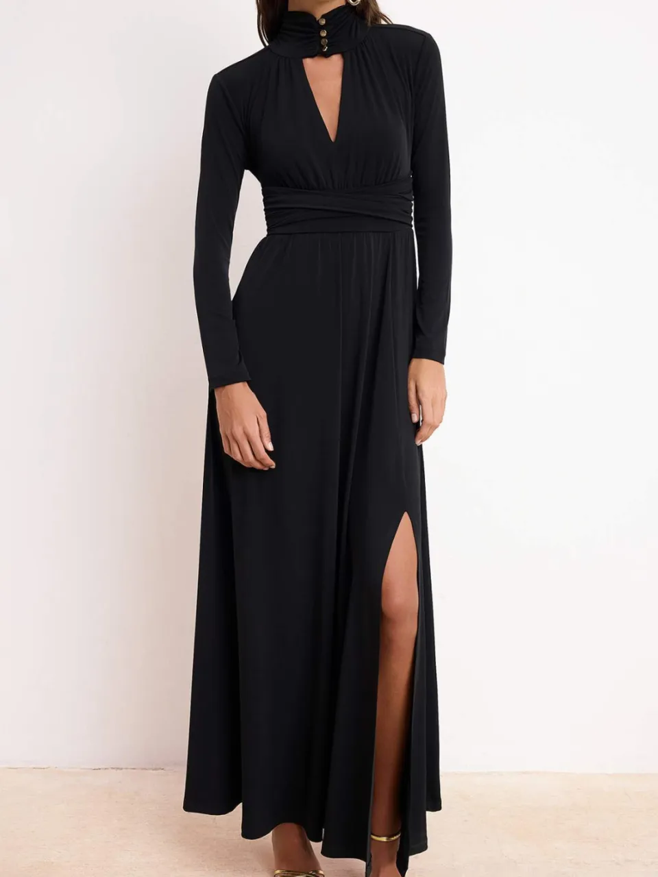 Trendyol TRENDYOLMİLLA Dames Zwart Effen Maxi Lang Diploma-uitreiking / Gala A-lijn Avond & Gala Jurk, foto 2