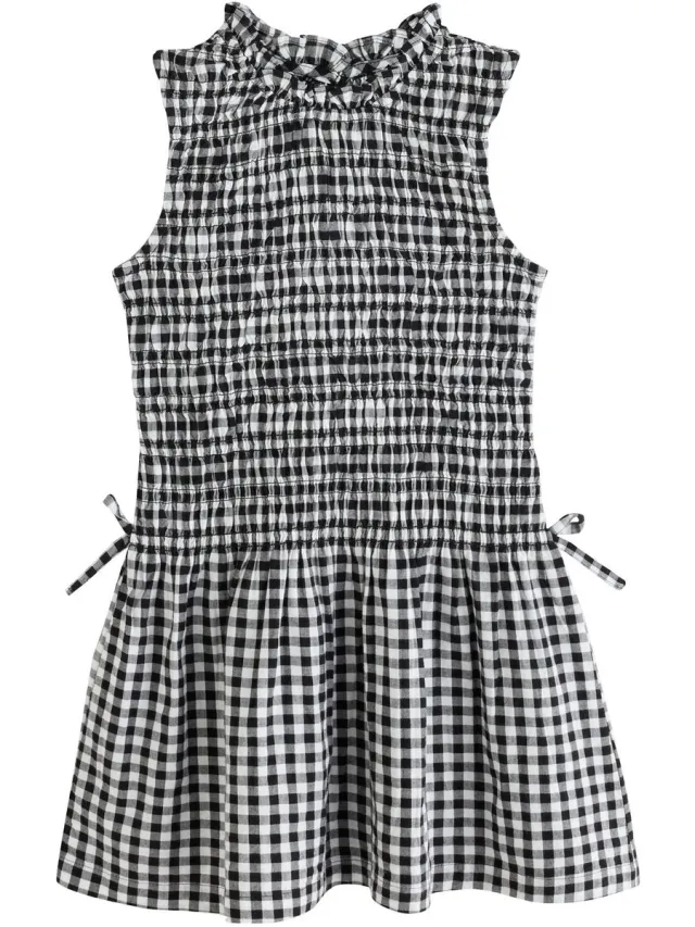 Next Meisjes - Gerimpelde jurk - Zwart Black/White Gingham