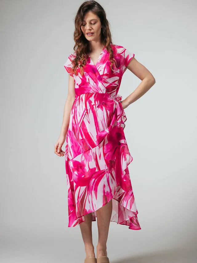 LabeL DOT wikkel-/overslagjurk roze