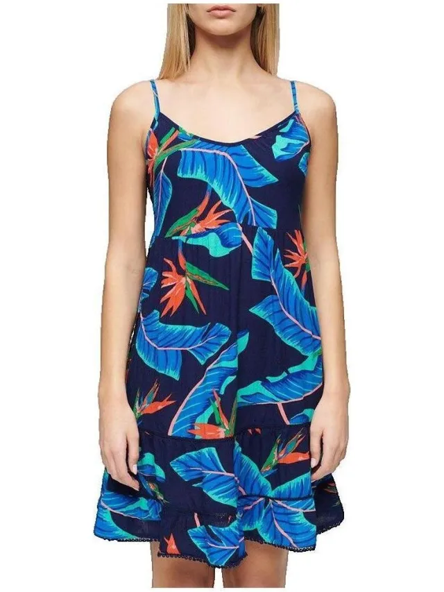 Superdry Korte Jurk Superdry Robe courte sans manches bleu marine Blauw