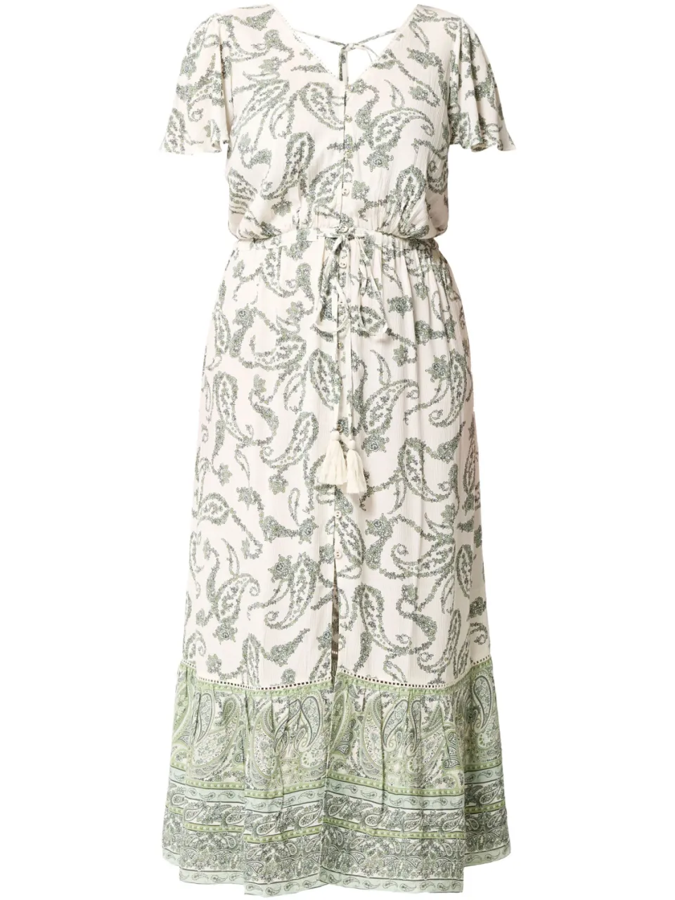 Yours Groene Paisley Jurk Met Randdetail-68, foto 4