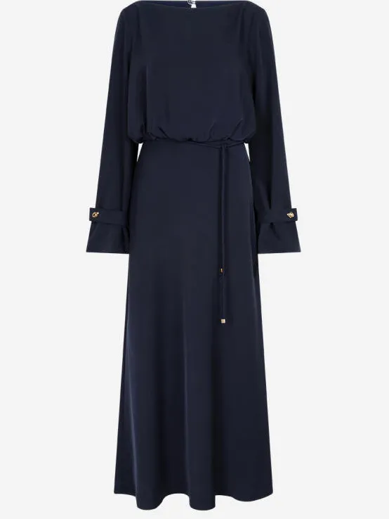 Ibana midi jurk met ceintuur - blauw