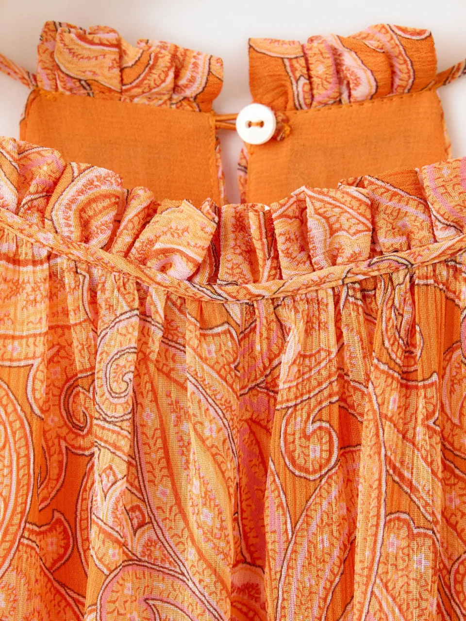 Mango korte halterjurk met open rug en paisley - oranje, foto 6