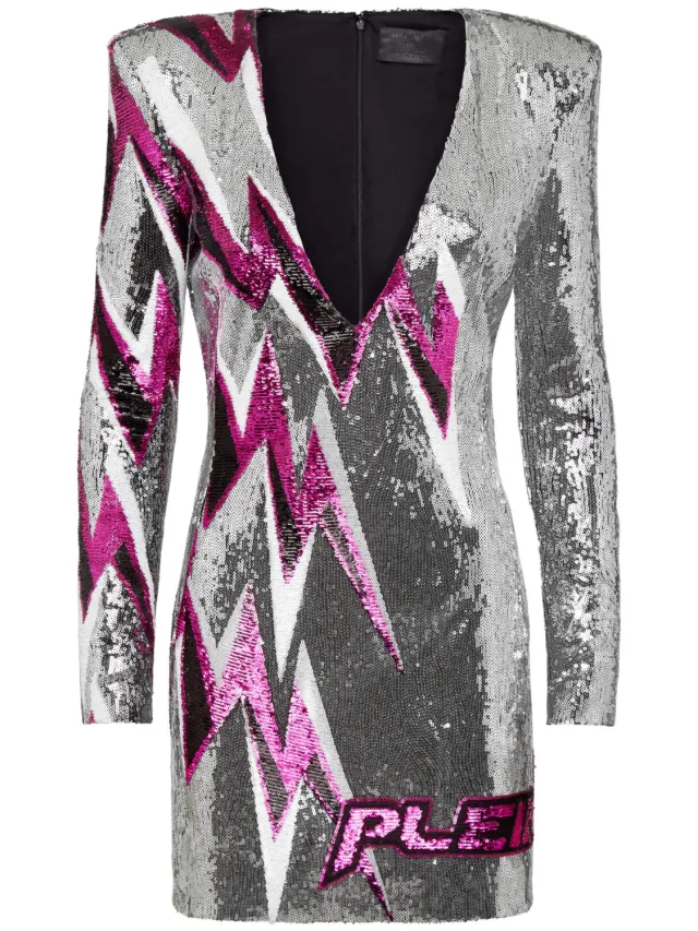 Philipp Plein Korte Jurk zilver, foto 2
