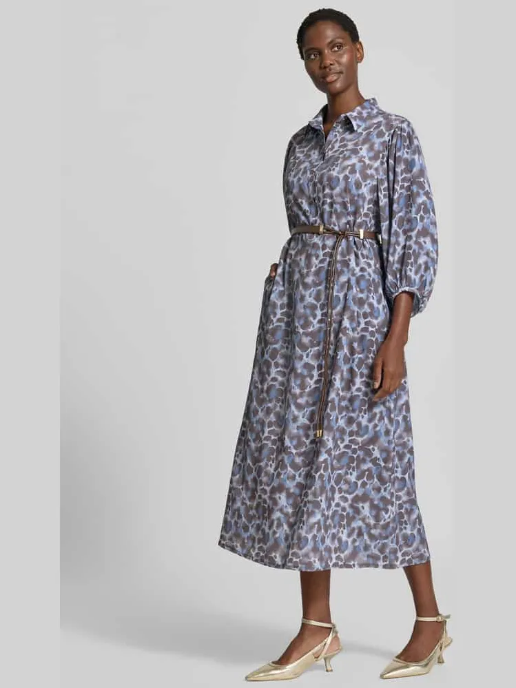 Betty Barclay Uitlopend vrijetijdsjurk met all-over motief model 'JULI' rookblauw, foto 4