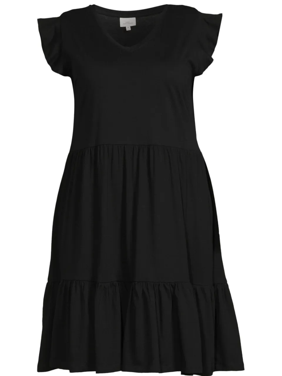 Only Carmakoma Plus Size korte A-lijn jurk met ruches - zwart, foto 2