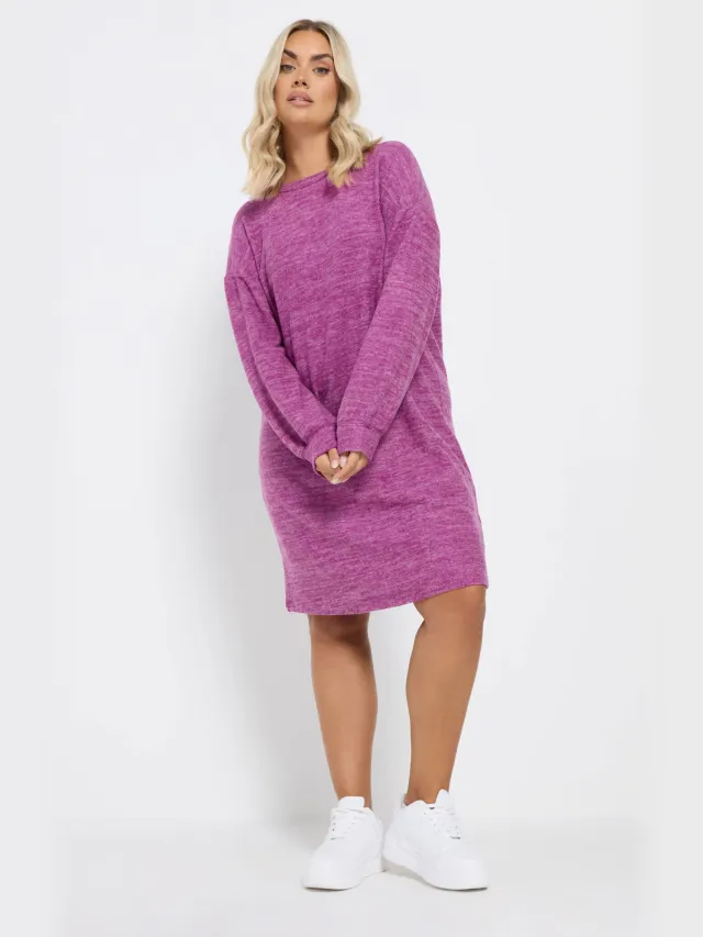 Yours Hot Pink Soft Touch Trui Jurk