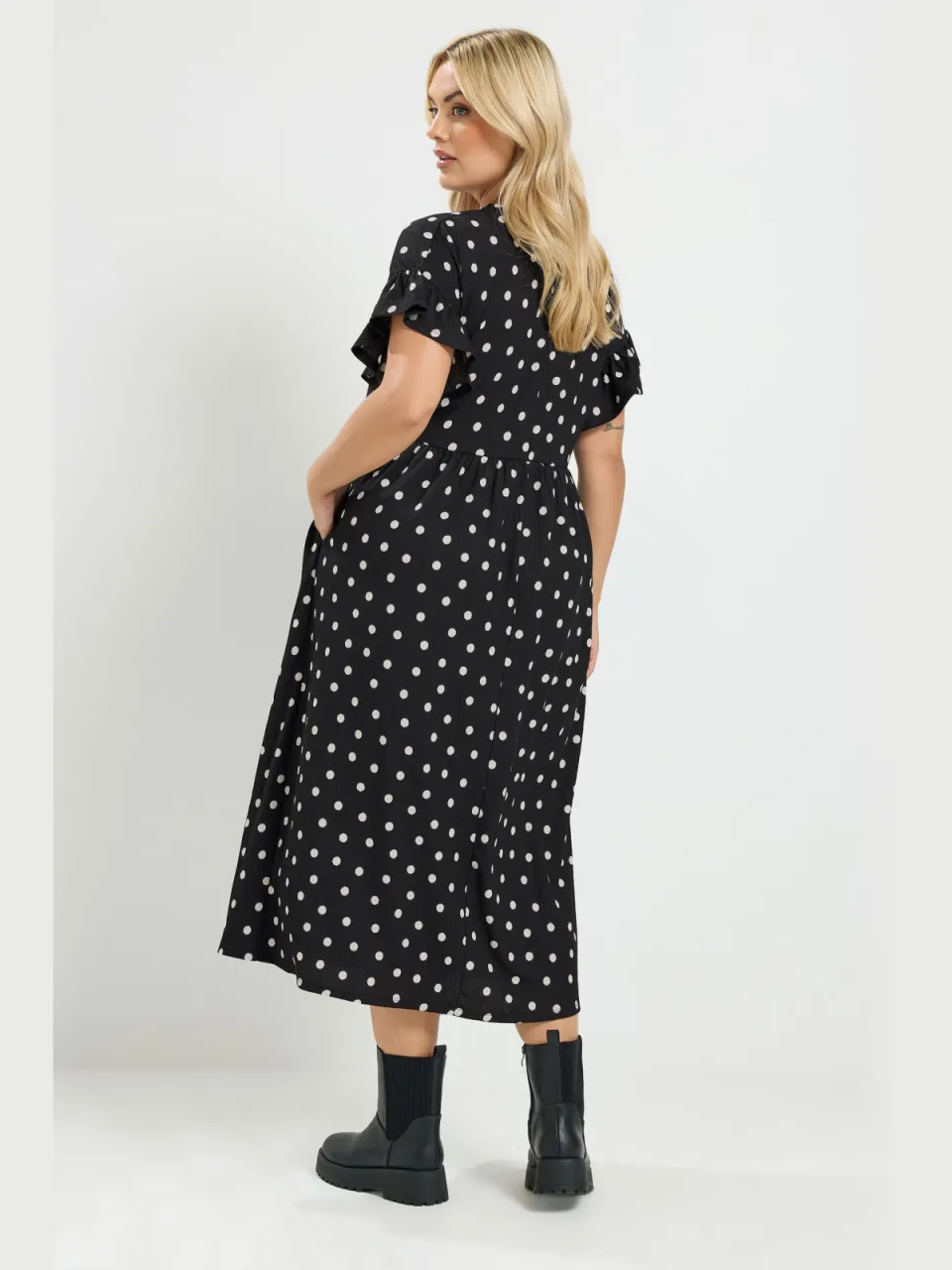 Yours Zwarte Polkadot Midijurk, foto 3