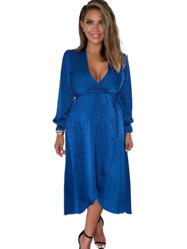 AX Paris Wrapjurk van bedrukt polyester voor dames (Blauw)