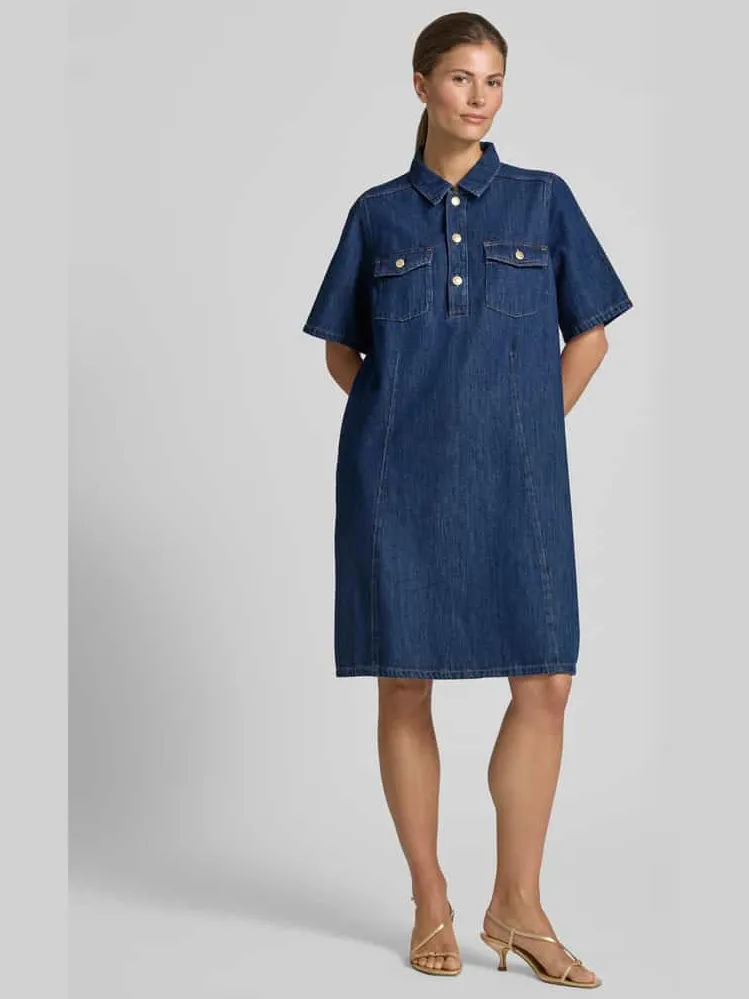 Mos Mosh Knie-lange denimjurk met borstzakken model 'Biba East', foto 3