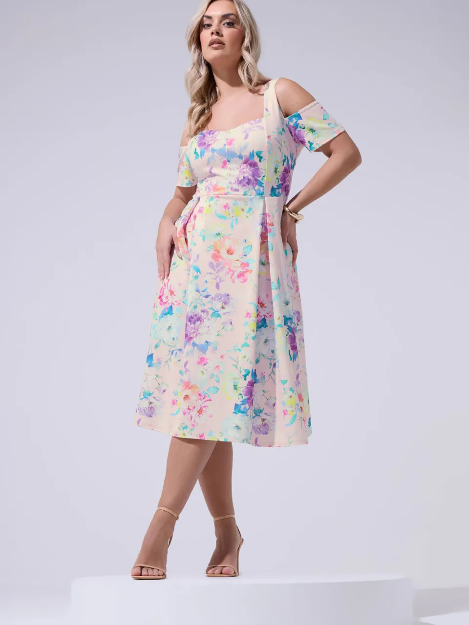 Yours London Roze Skaterjurk Met Bloemenprint, foto 2