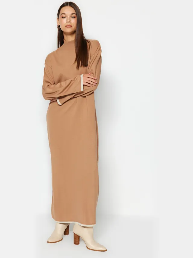 Trendyol Modest Dames Beige Maxi Lang Casual Recht Modest Jurken