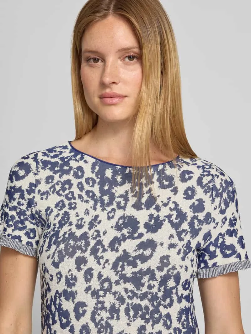 Marc Cain Knielange tricotjurk van viscosemix in all-over look offwhite, foto 5