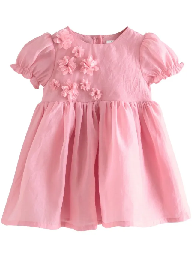 Next Meisjes - Jurk met bloemencorsage - Roze Pink