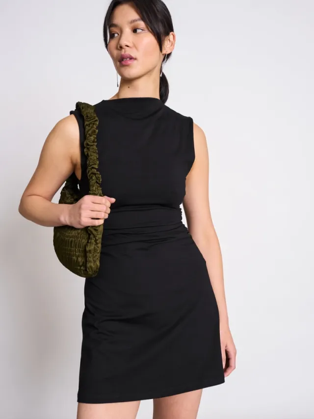 JAN N JUNE dames vegan Mini Jurk Marva Zwart