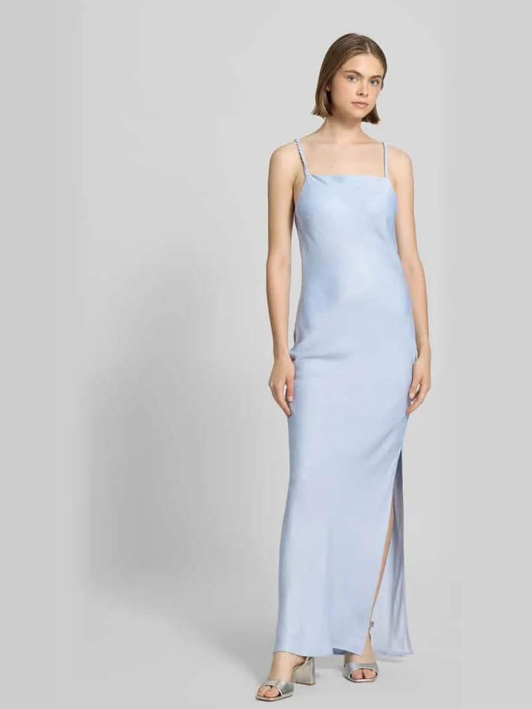 LeGer Maxi-jurk met cascadehals, model 'Antonie' Lichtblauw