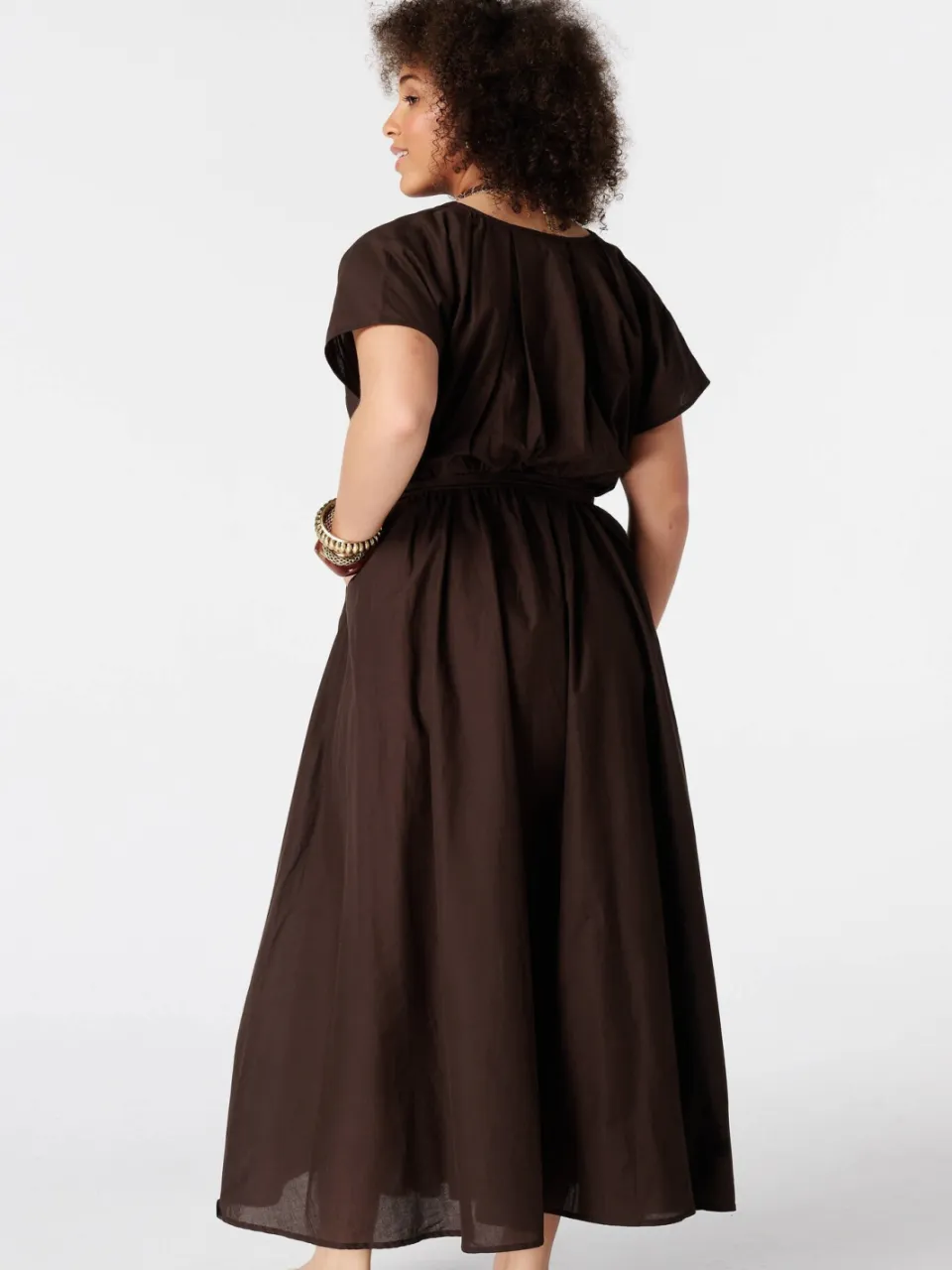 MS Mode Plus Size midi jurk met ceintuur - bruin, foto 5