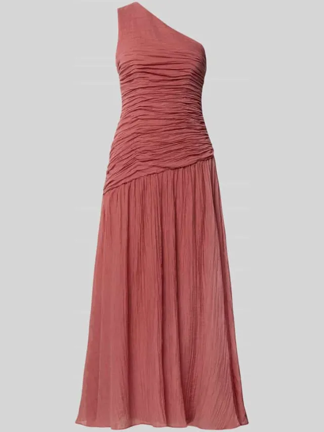 Jake*s Cocktail Fit and flare cocktailjurk met one-shoulder rosé gemêleerd, foto 2