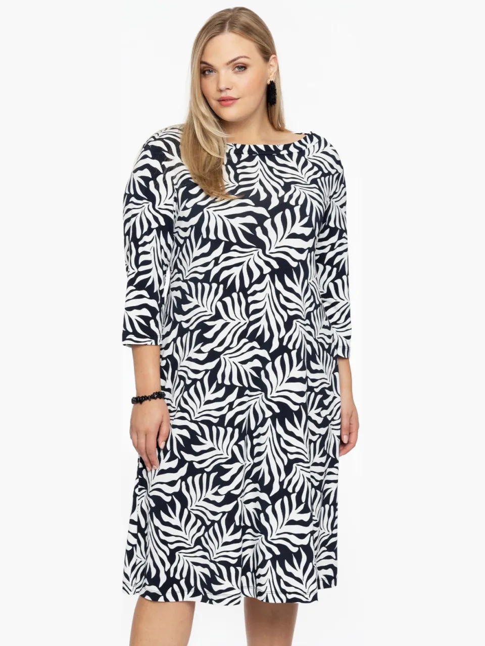 Yoek Jurk met boothals SEA LEAF | Zwart