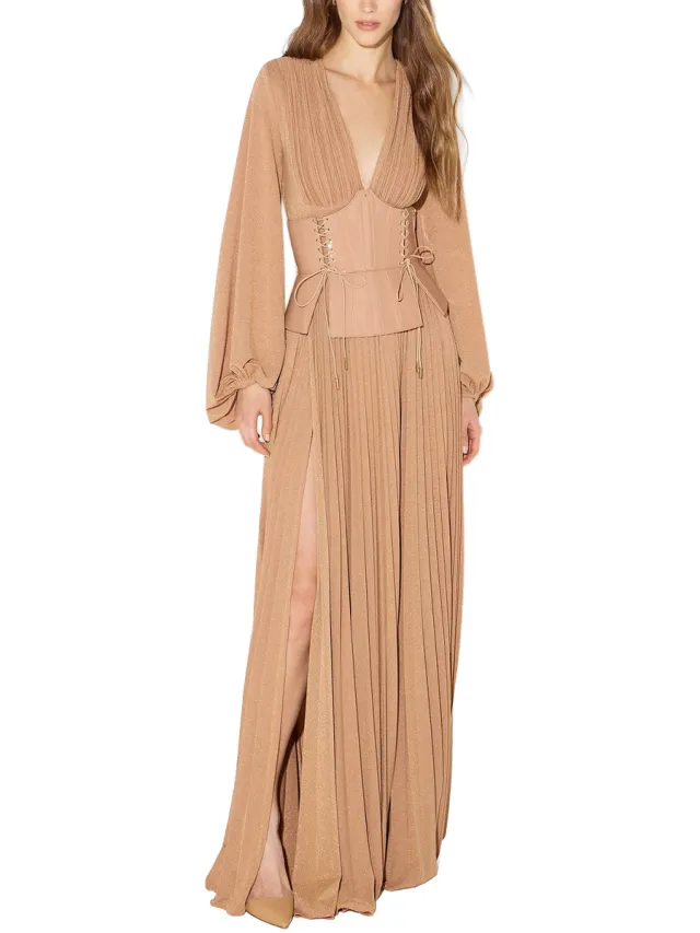 Elisabetta Franchi Lange Jurk Elisabetta Franchi abr1566e2-ev8 Beige
