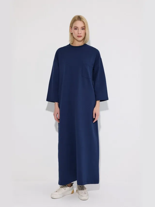 TOUCHÉ PRIVÉ Gebreide jurk met zakken - Marineblauw - Dames