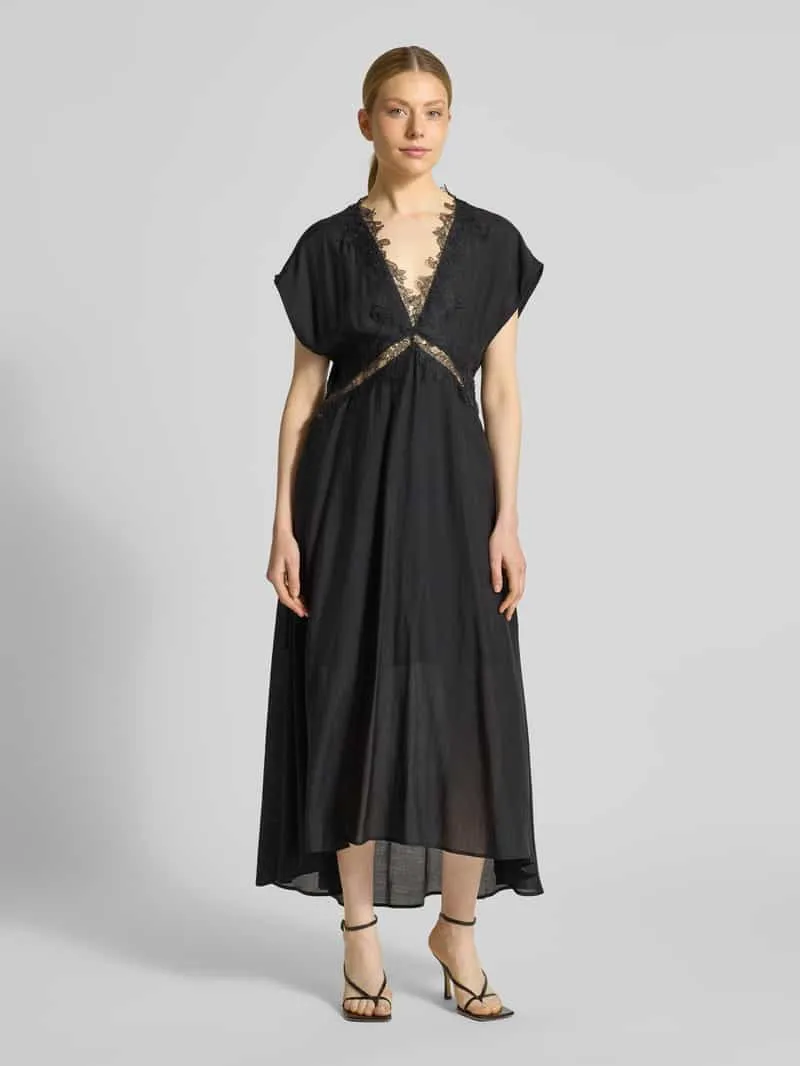 Cph Muse midi-jurk met V-hals en kant model 'MOLLY' Zwart