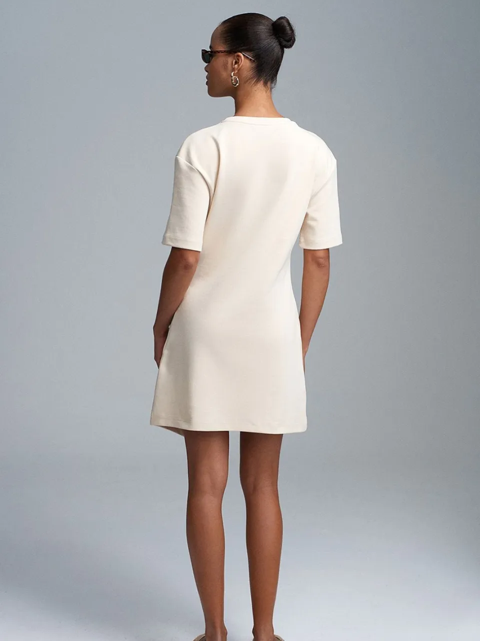 Dilvin Vrouwen Mini Shift Jurk crème, foto 2