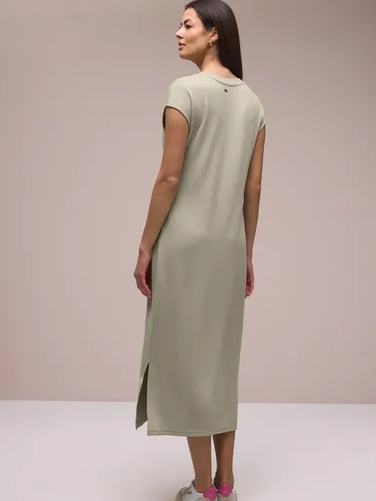 Street One Midi-jurk met V-hals in een gebreide look beige, foto 3