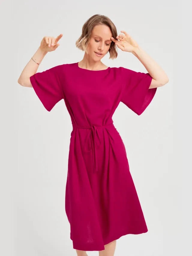 AYANI dames vegan Jurk Nika Kersenrood Donkerroze