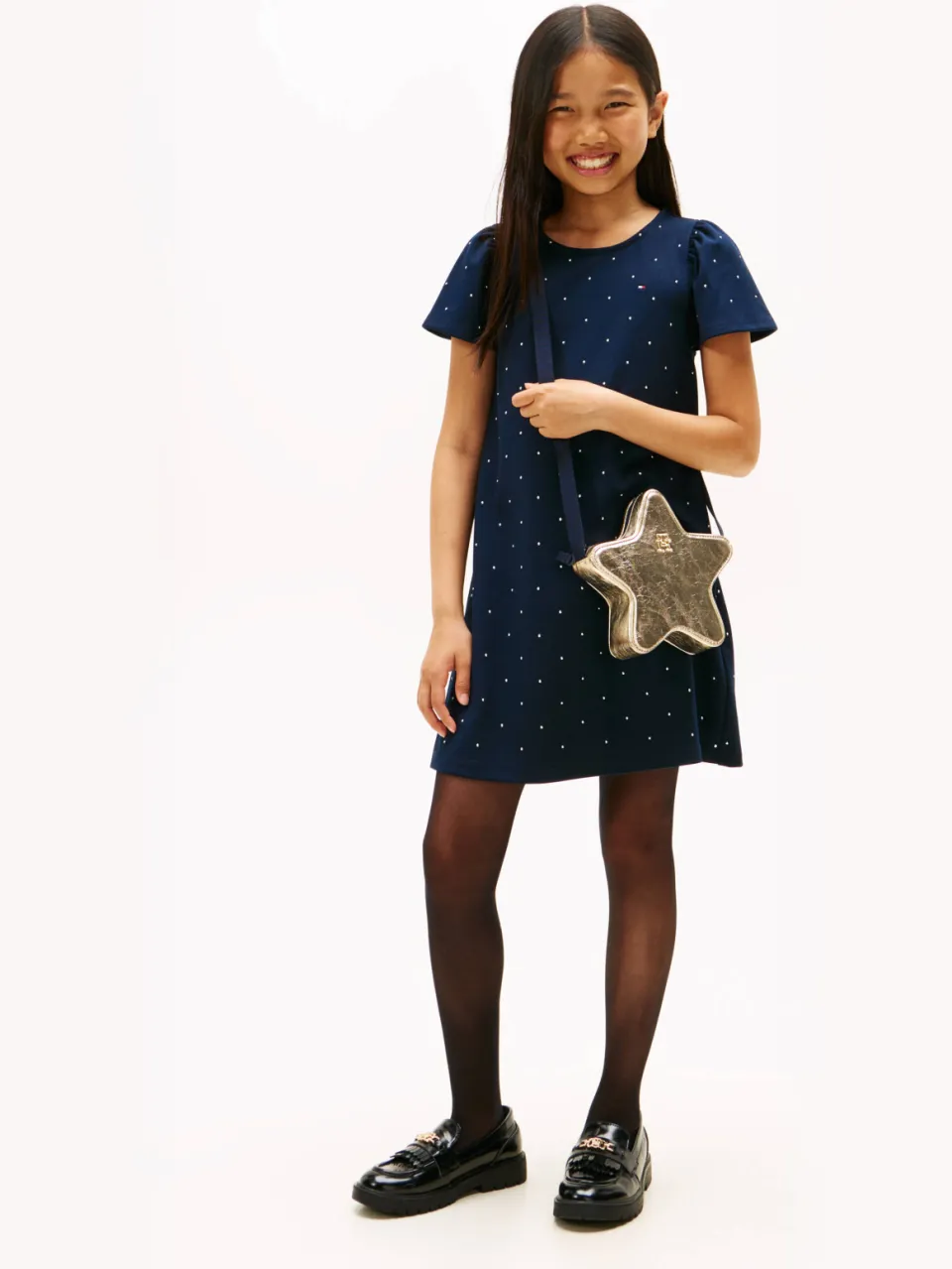 Tommy Hilfiger minijurk met stippen donkerblauw