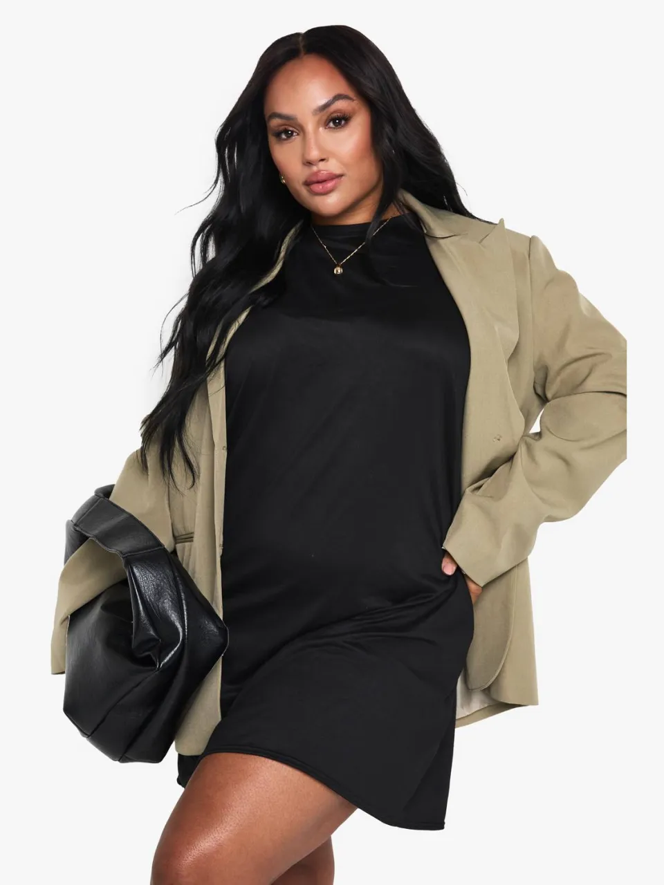 boohoo Dames PLUS T-SHIRT MINijURK zwart, foto 4