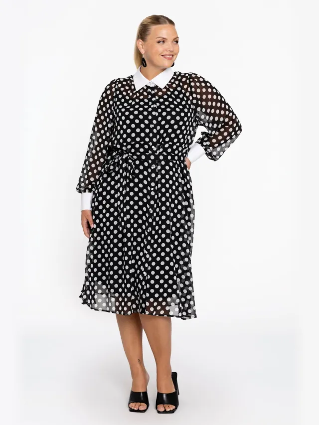 Yoek Jurk flare DOTS | Zwart