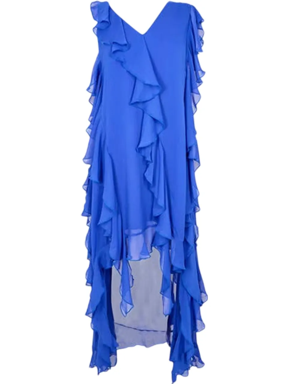 Biba Maxijurk zonder mouwen met ruches voor dames (Blauw), foto 2