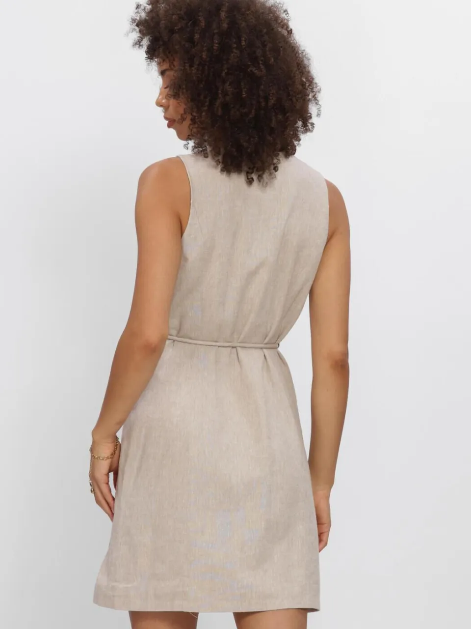 Y.A.S. YAS Dames Jurken Yasusuma Ls Linen Blend Dress - Beige, foto 3