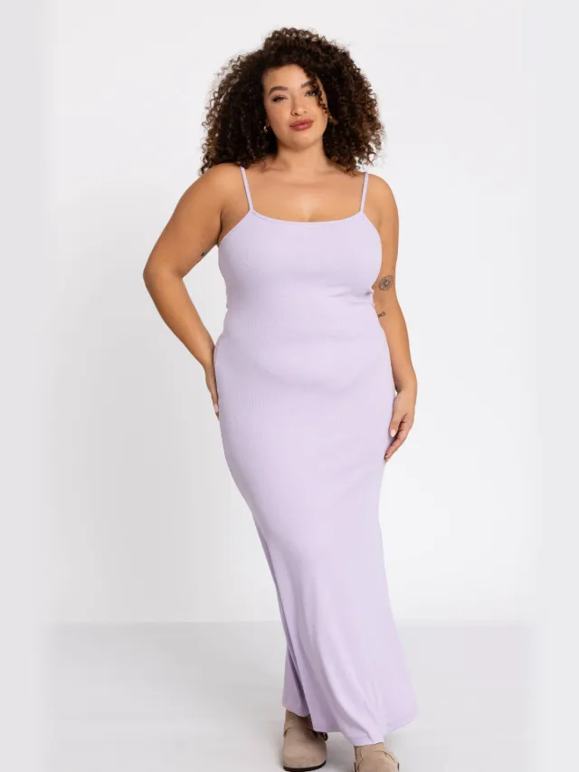 Yoek Lounge bodycon maxi jurk lila