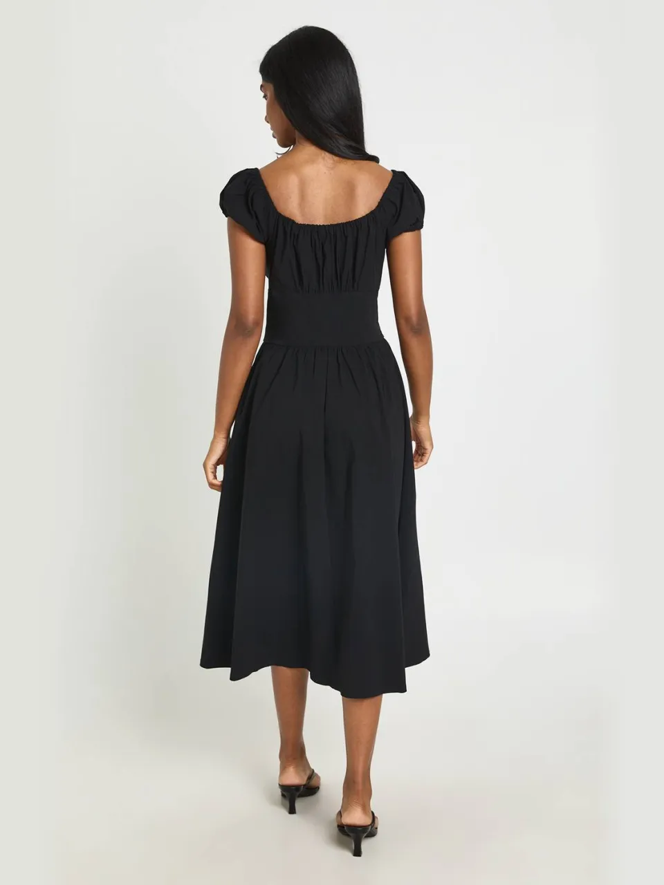 boohoo Dames Midaxi Jurk Met Volumemouwen En Melkmeisjeshals zwart, foto 2