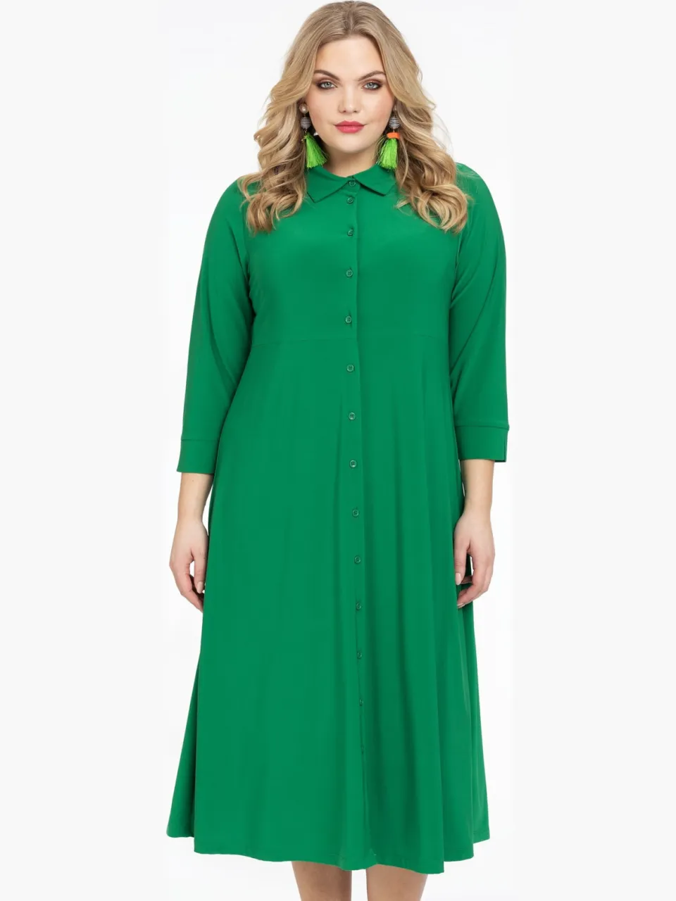 Yoek Lange blouse-jurk | Groen