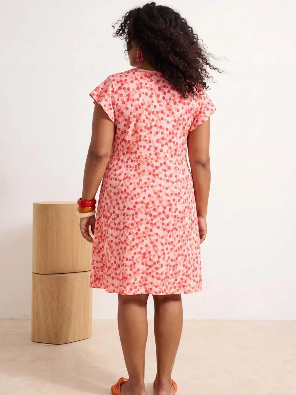 Trendyol Curve Dames Roze Bloemen Kort / Mini Kort A-lijn Grote maten Jurk, foto 2