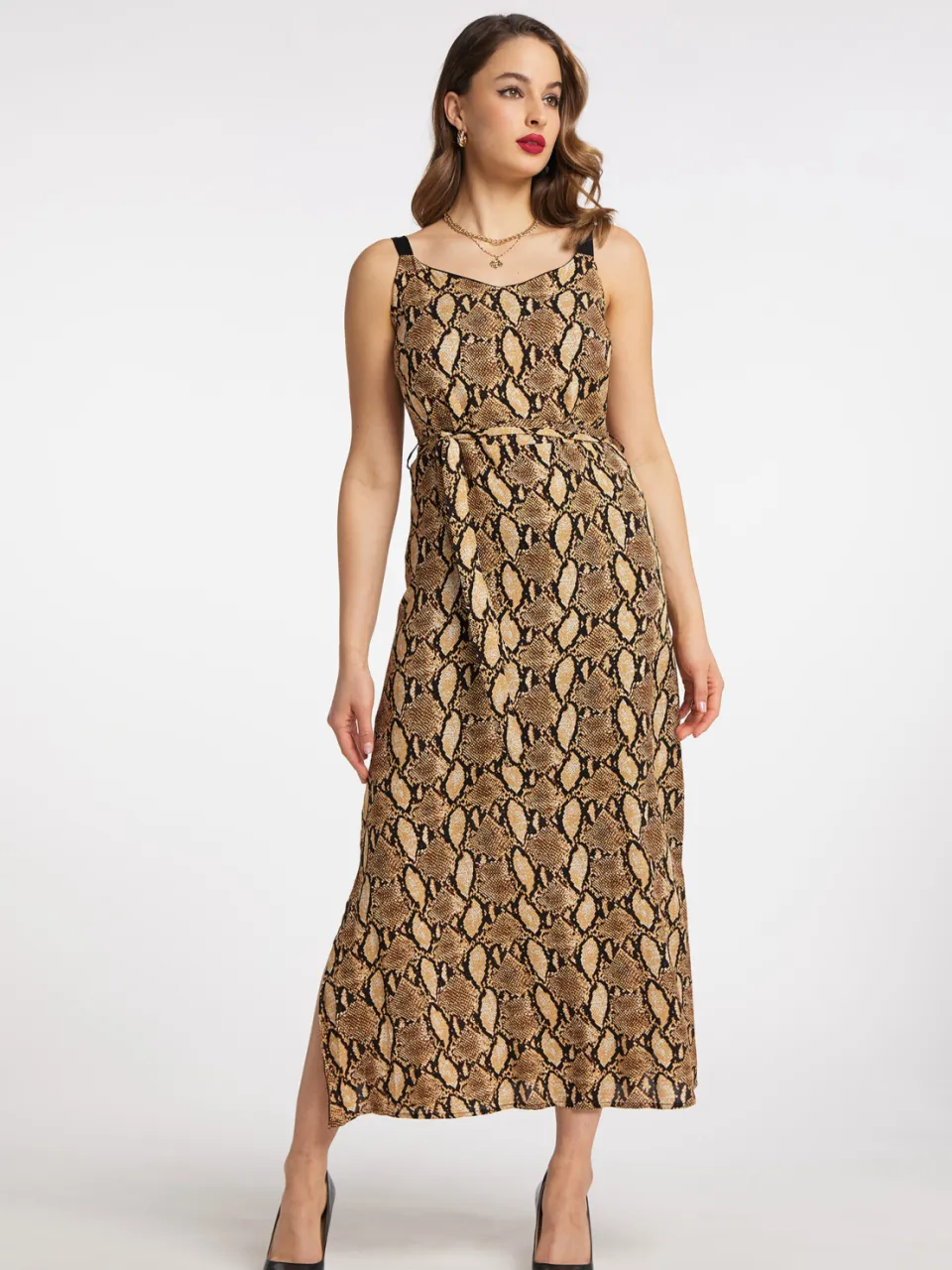 Faina Maxi jurk nelice Dames beige slang