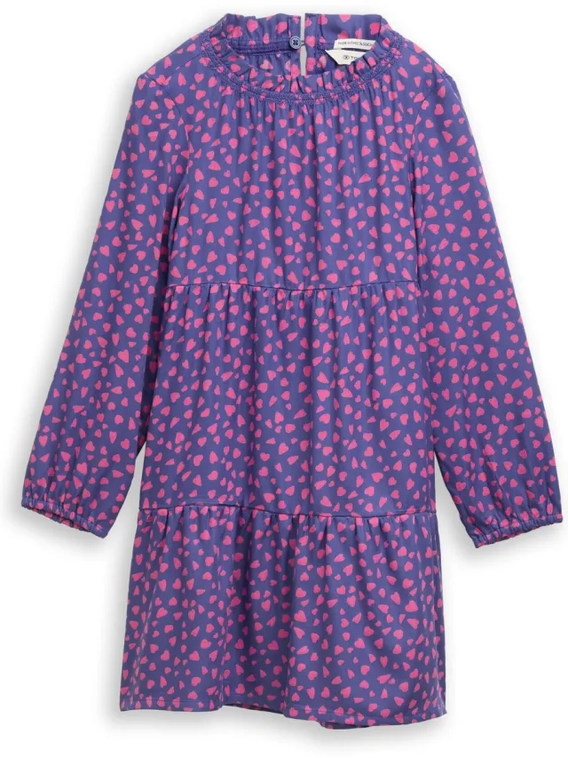 Tom Tailor Mini-jurk met all-over print - dark blue pink heart