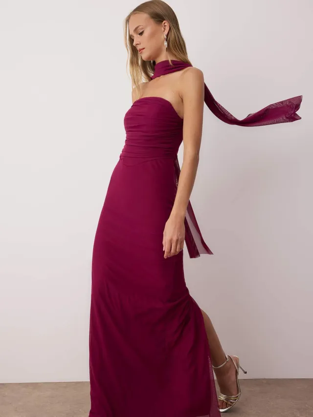 Trendyol TRENDYOLMİLLA Dames Paars Effen Maxi Mouwloos Diploma-uitreiking / Gala Recht Avond & Gala Jurk, foto 2