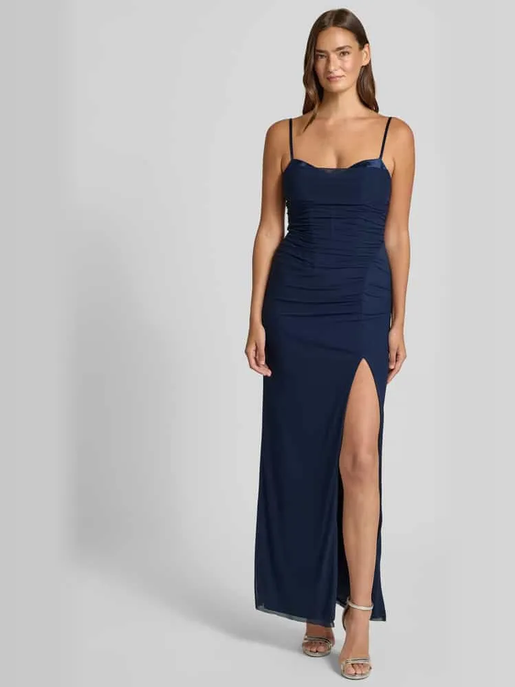 Hey Kyla Avondjurk met hartvormige hals en plooien Marineblauw
