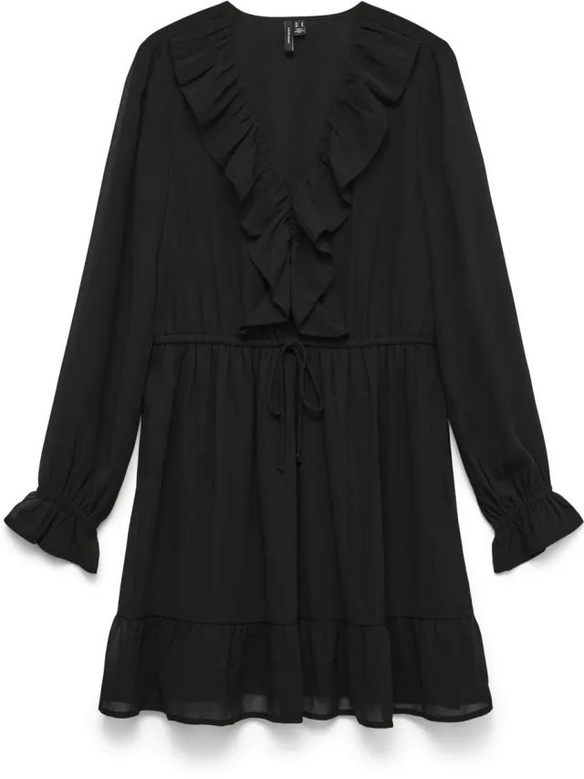 Vero Moda VMDORA LS SHORT DRESS WVN EXP - Dames - Mini jurken zwart