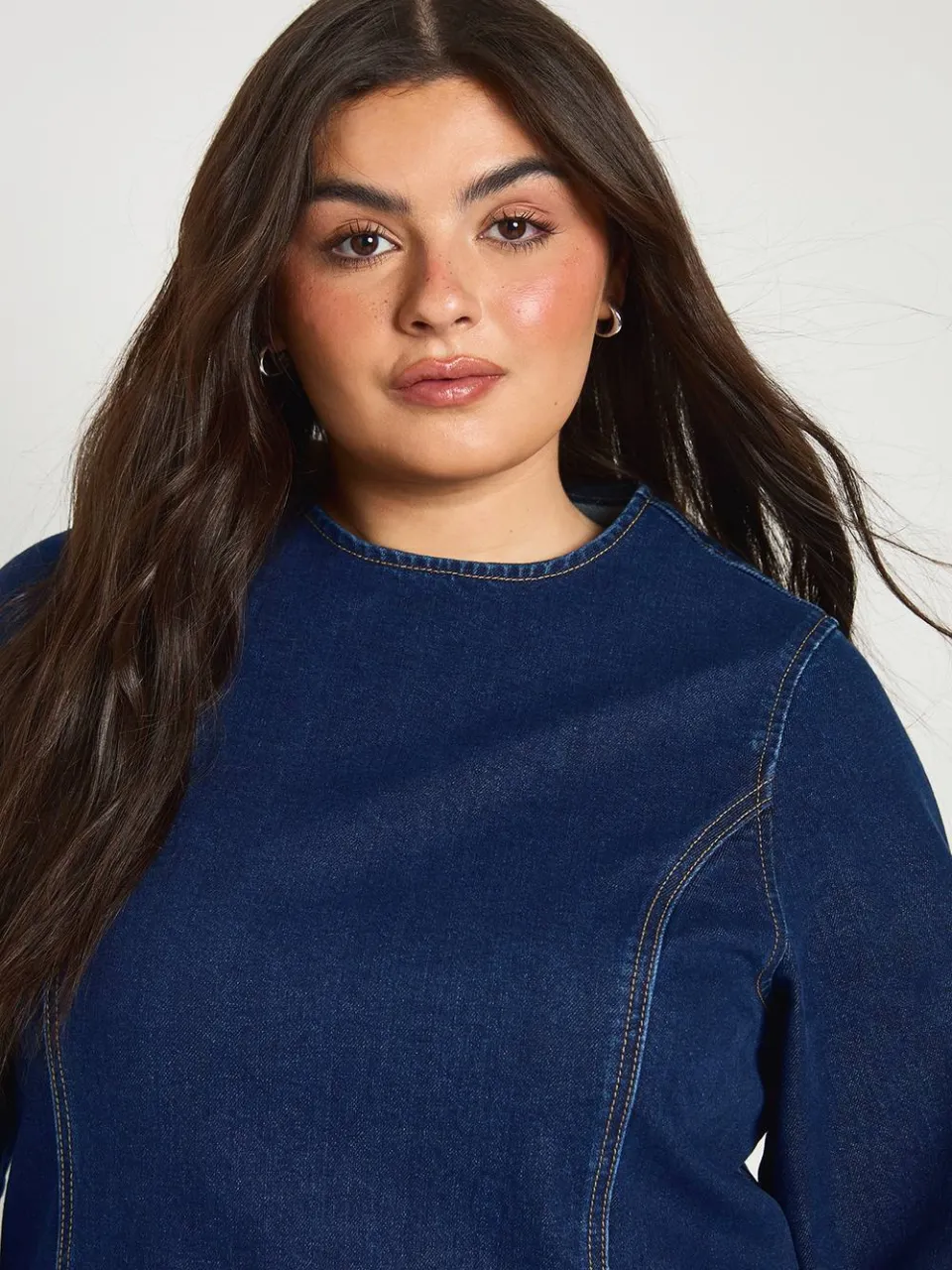 boohoo Dames Plus Denim Shift Jurk, foto 4