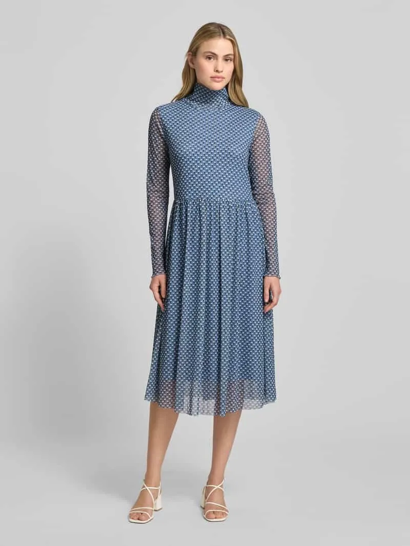 Smith and Soul Midi-jurk van mesh met opstaande kraag Blauw