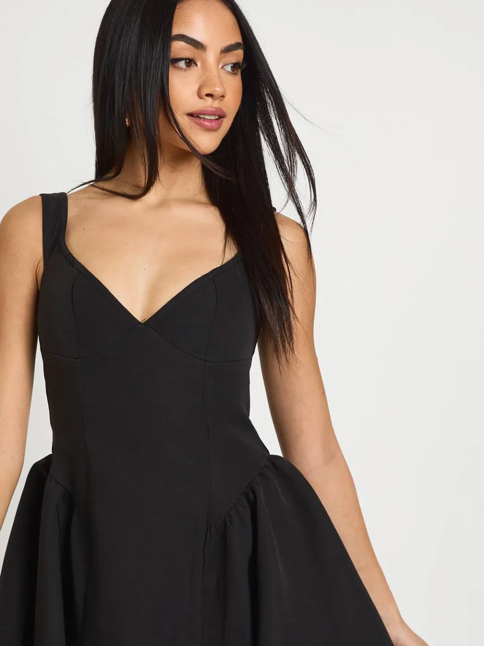 boohoo Dames Bardot Gestructureerde Volume Skater Mini Jurk zwart, foto 4