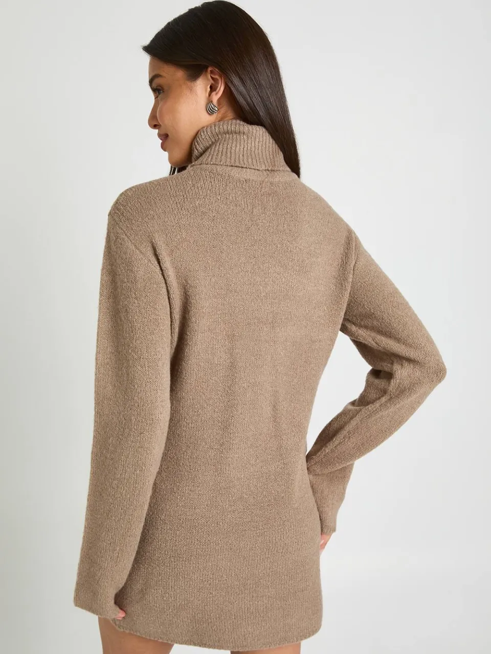 boohoo Dames Coltrui Chunky Gebreide Mini Jurk taupe, foto 3