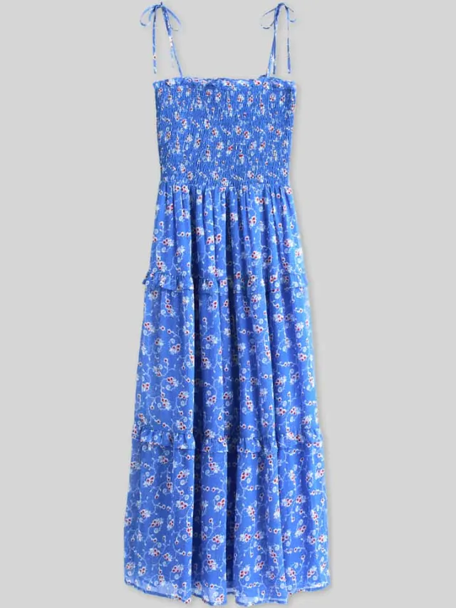 Tommy Jeans slim fit maxi-jurk met verstelbare spaghettibandjes blauw, foto 2